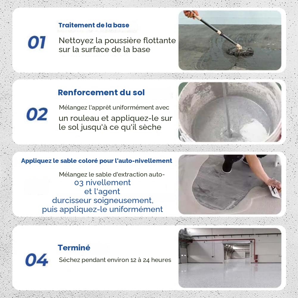 Louis Forest Peinture de sol époxy Resine Sol Exterieur, revêtement de sol époxy effet marbre brillant, imperméable et antidérapant, sûr et respectueux de l'environnement (Gris sésame)