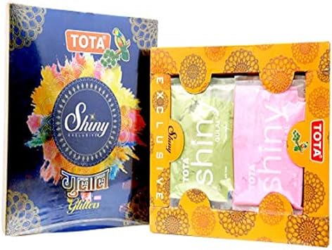 TOTA Shiny Gulal 10 Different Holi Colours with Glitters | Natural and Herbal Baby Gender Reveal Color Powder Gift Pack 400 Gm