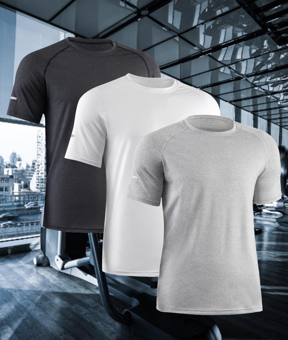 3 Pack Men's Workout Shirts Quick Dry Short Sleeve Mesh T-Shirts