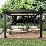 PARAGON OUTDOOR 12’ x 12’ Santa Monica Hard Top Gazebo, Black Powder-Coated Aluminum Frame Permanent Gazebo for Patio, Porch, Garden, Lawns, Parties