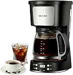 Programmable 12 Cup Drip Coffee Maker, Silver, Stainless Steel | Auto Brew, Keep Warm Function, Removable Filter Basket, Auto Shut-off, Clear Water Level Window,Two-Tone Silver & Black | Auto Brew, Keep Warm Function, Removable Filter Basket, Auto Sh