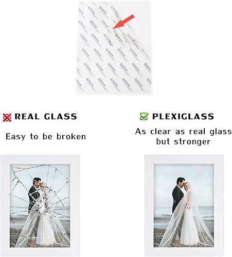 Miniatura 3 de Marcos de fotos blancos de 5 x 7 pulgadas, madera maciza natural, paquete de 4 unidades para montaje en pared y exhibición de mesa