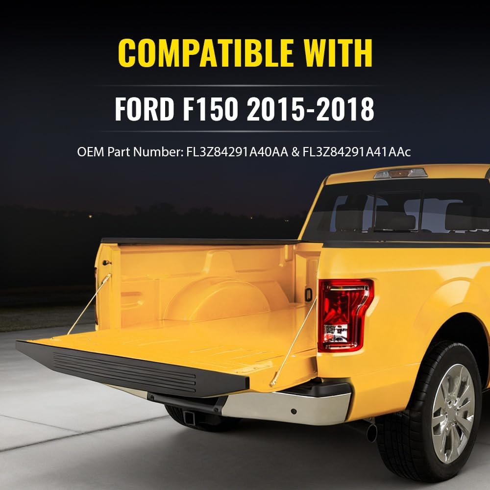 PIT66 Truck Rear Protector Cover Tailgate Molding Lip Cap Compatible with Ford F150 2015 2016 2017 2018 (Not Fit Flex Step) FL3Z-9941018-AA Rear Spoiler Top Black