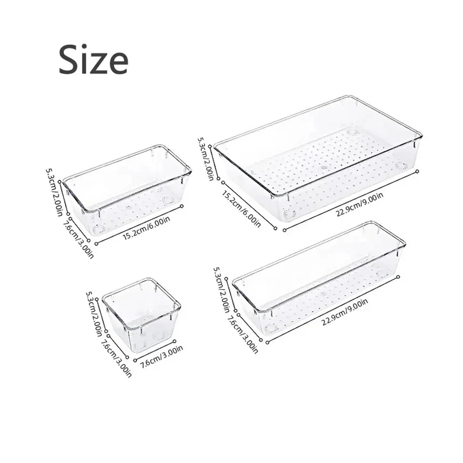 Set di 8 divisori da scrivania in plastica trasparente, per camera da letto, cassettiera, ufficio, per trucco, gioielli, cucina