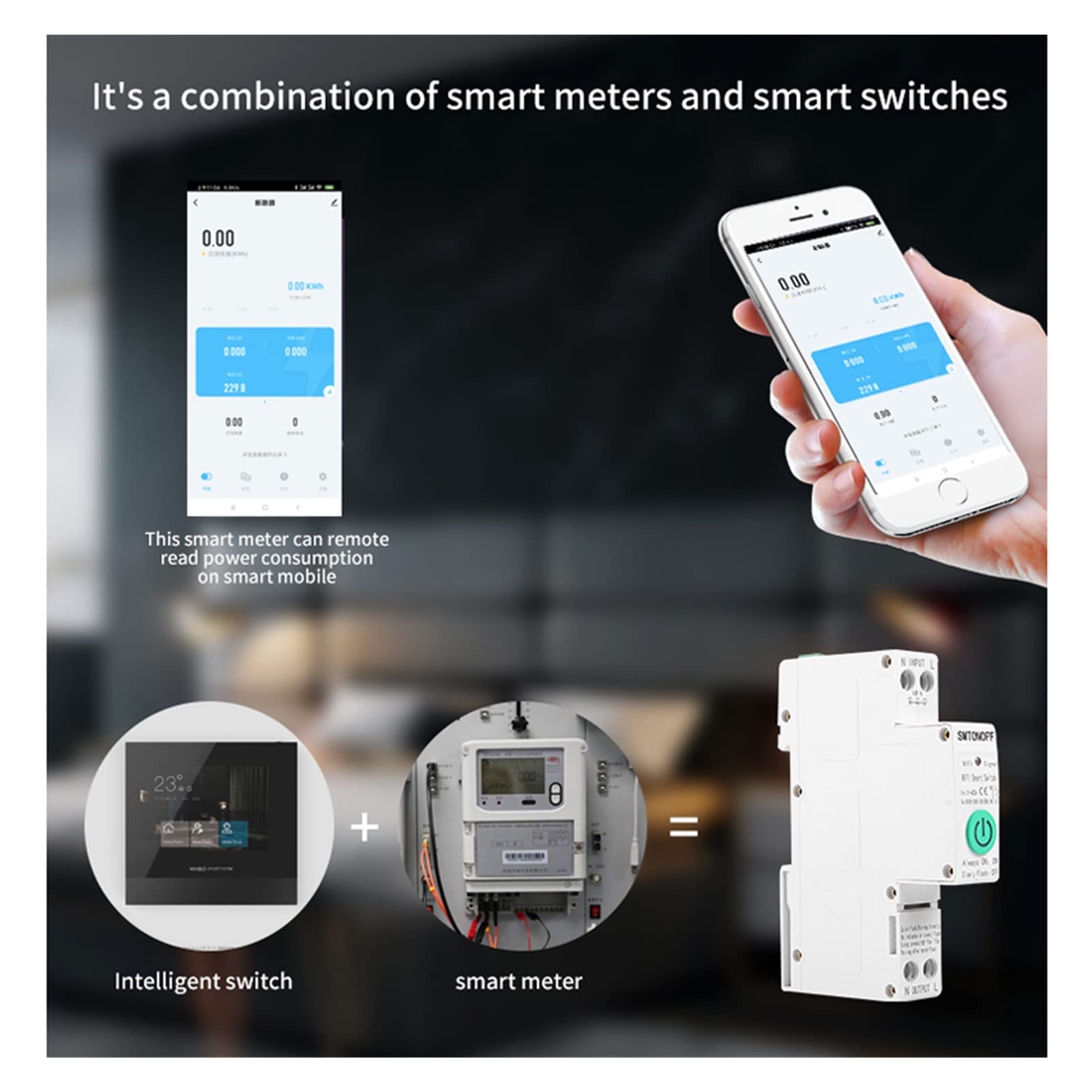 Monitores de energía inteligentes 1P Monofásico Tuya Din Rail WIFI MEDIDOR DE ENERGÍA KWH METER WATTMETER TIMER CONTROLTE CONTROL DE VOZ AEXA for HOGAR INTELIGENTE Disyuntor de electricidad, consumo d