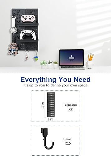 Miniatura 4 de Organizador de pared de tablero perforado: sistema modular para configuración de juegos, soluciones de almacenamiento de oficina y cocina que crean