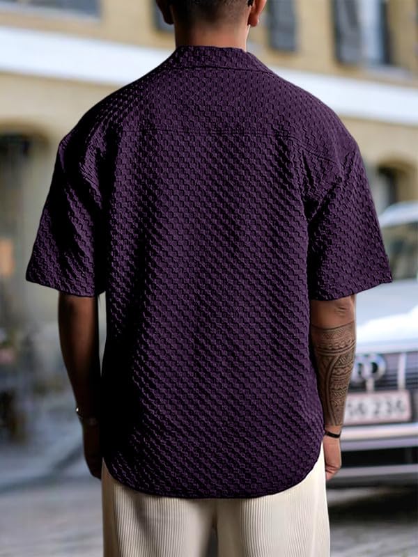 Image of Pinkmint Bubble Textured Shirt for Men ll Half Sleeve Stylish Button Down Shirt's ll Men's Pocket Shirt (Pack of 1)