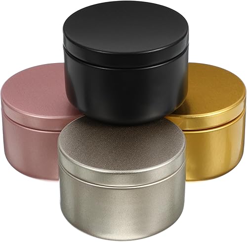 HEALLILY Contenedor de almacenamiento de velas, 24 unidades, latas vacías de aluminio, contenedores de velas con tapas para hacer velas, muertos,