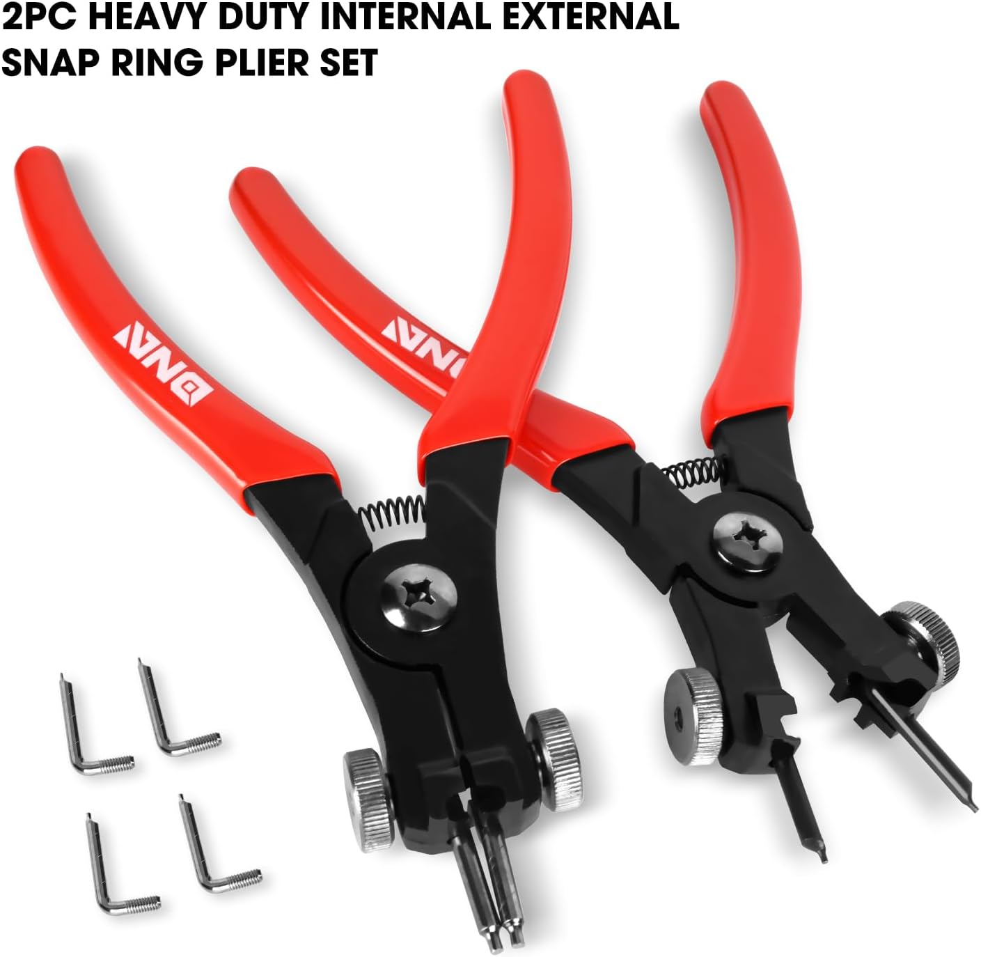 DNA MOTORING 2pc 6.5 in Heavy Duty Multi Angle Internal External For Ring Remover Retaining Snap Ring Plier Set, w/case, TOOLS-00532