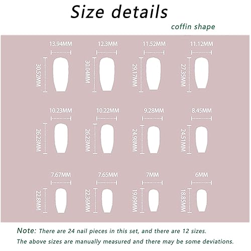 Miniatura 4 de Juego de 24 uñas postizas a presión de almendra mediana, uñas postizas reutilizables a presión para mujeres, uñas postizas acrílicas brillantes,