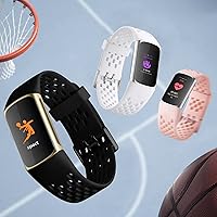 Vista 7 de Getino Bandas compatibles con Fitbit Charge, correas deportivas de repuesto ajustables transpirables suaves para Fitbit Charge 5/6, Negro