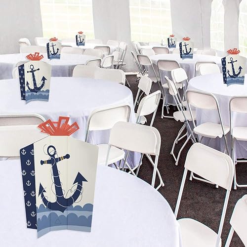 Miniatura 4 de Big Dot of Happiness Ahoy - Náutico - Decoraciones de mesa - Baby Shower o fiesta de cumpleaños centros de mesa plegables - 10 unidades