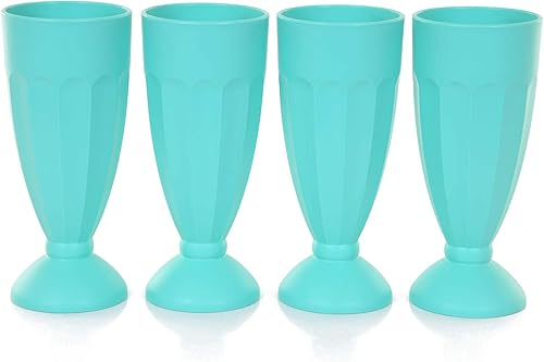 Mintra Home Vasos y vasos irrompibles (colección Bold), color verde azulado, vaso flotante para helado, 14.9 fl oz (14 oz))