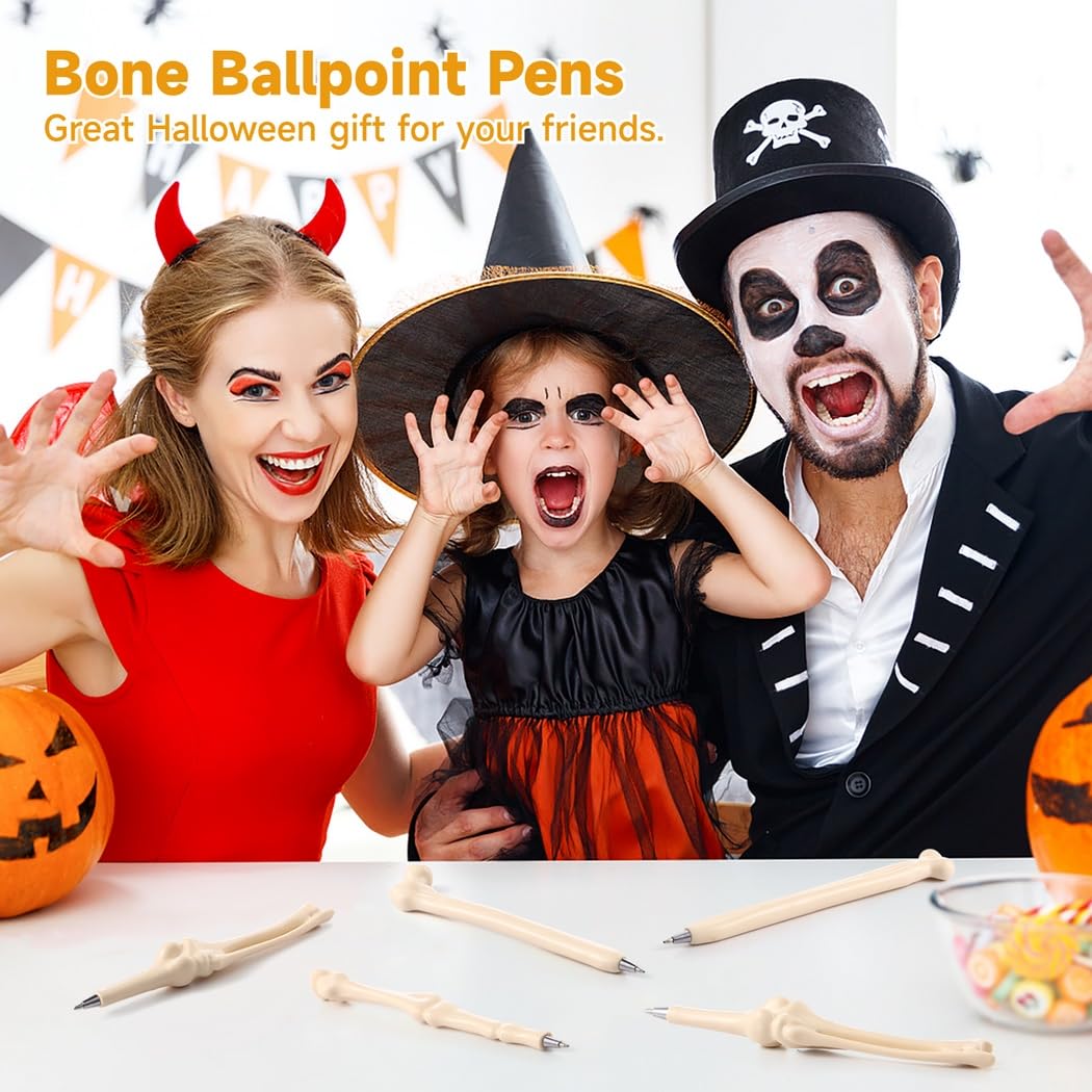 70 penne a sfera a forma di osso, cancelleria creativa con scheletro con inchiostro nero, forniture per scrittura per ufficio, ospedale, feste di Halloween