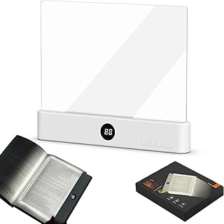 Ryfpdml Smart Flat Book Light, Rechargeable LED Clear Full Page Reading Light with 3 Colors & Timer Student Reading Lamp B…