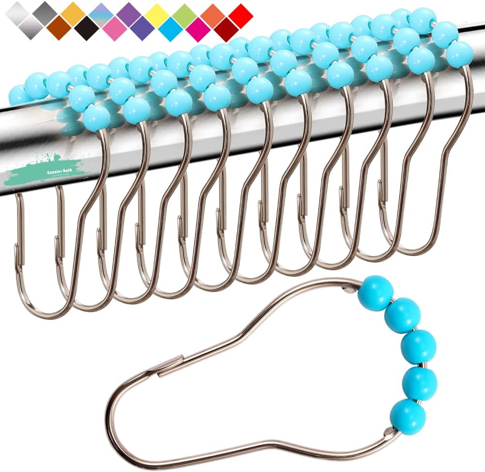 Eazzier Bath Aqua Shower Curtain Hooks Rings, Stainless