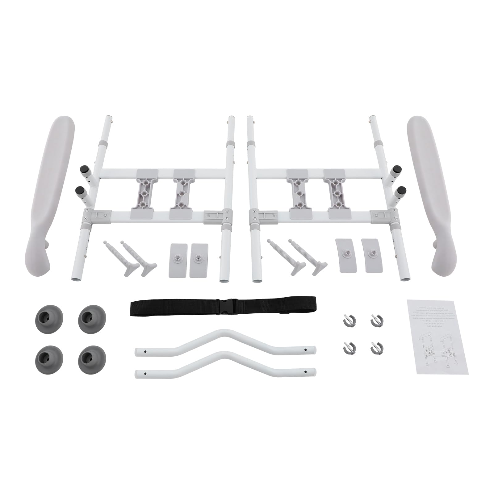 Rieles de seguridad para inodoro, bastidores de seguridad ajustables, ayuda para levantarse con 4 abrazaderas ajustables, rieles de seguridad, capacidad de carga total de 150 kg para baños (gris +