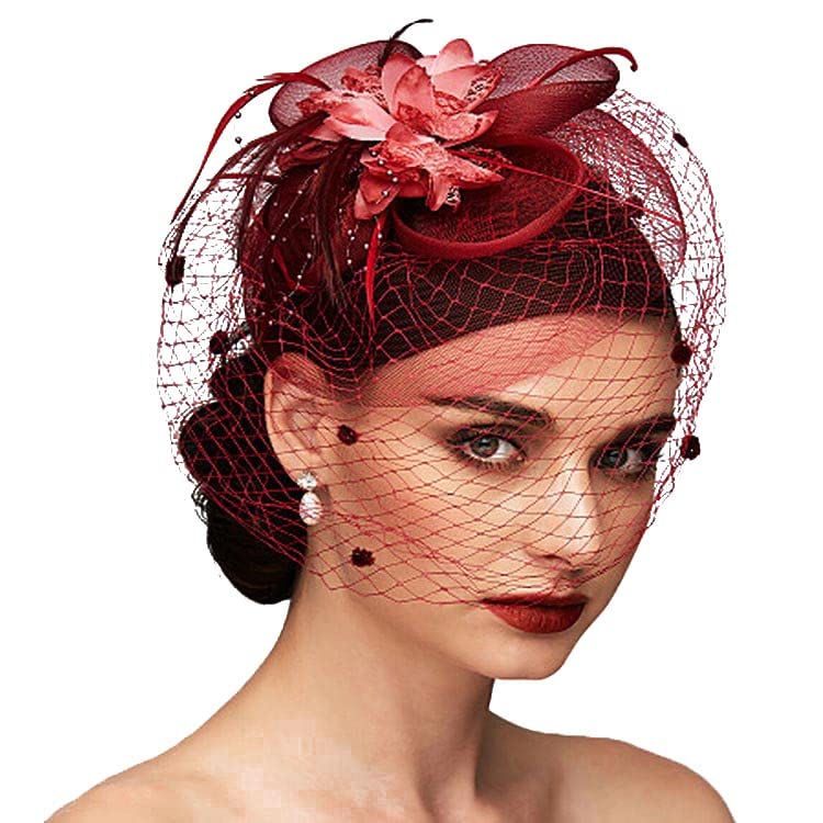 Il cappello a rete vintage Fascinators è realizzato in rete, organza e piume di alta qualità, che è leggero e traspirante. Non appesantisce la testa