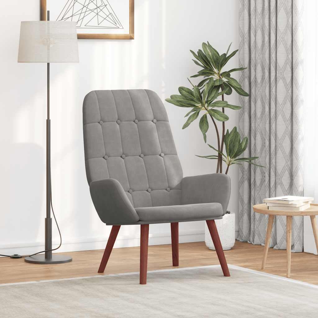Fotel relaksacyjny, jasnoszary, aksamitny, z wytrzymałą ramą z drewna, z metalową ramą, wygodna tapicerka, ergonomiczne oparcie i podłokietniki, idealny do salonu, biura, kącik do czytania z