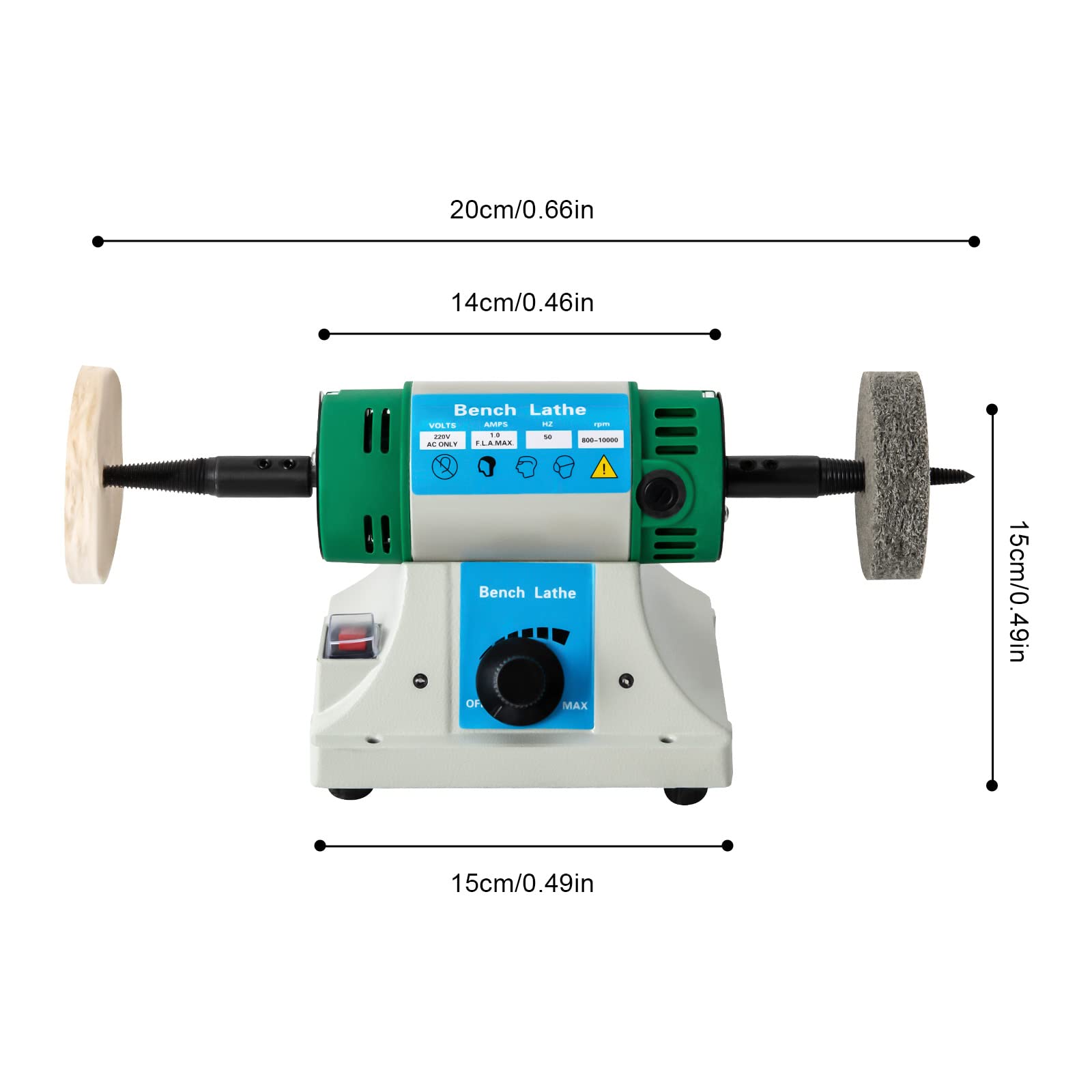 Pulidora de mesa de 10000 rpm, 320 W, con rueda de tela y rueda de fibra, lijadora eléctrica para joyas, madera, metal y jade
