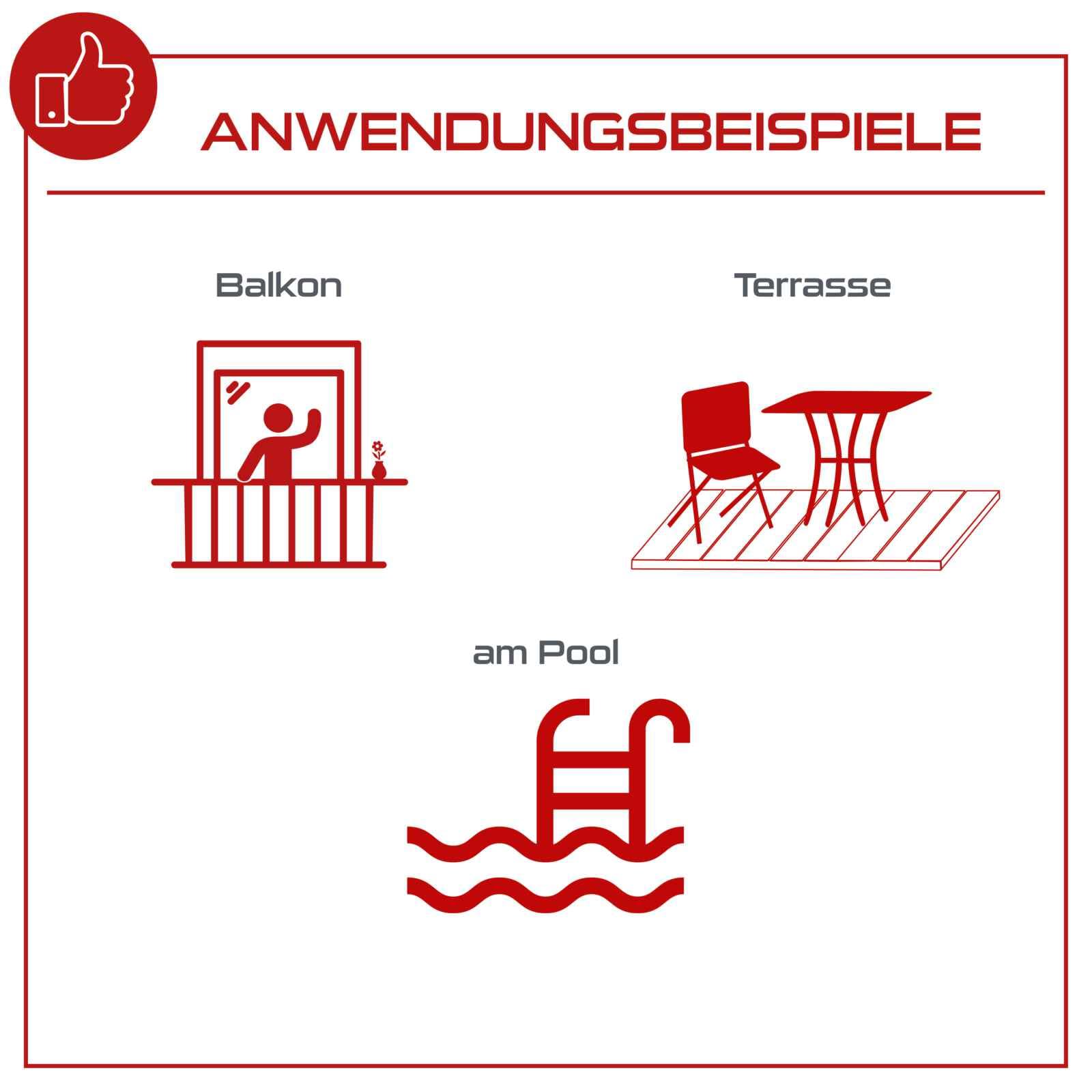 Practixx Balkonmöbelset 6-TLG mit neigbarem Sonnenschirm, Glastisch & 4 Klappstühlen Terrassenmöbelset Campingset Gartenset Balkonset schwarz anthrazit | Patioset grau Festival Garten Terrasse Balkon