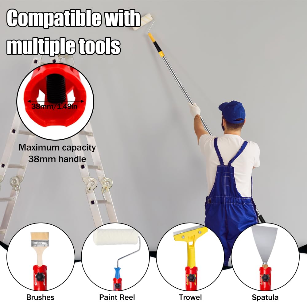 1.7m Poste de Extensión de Pincel de Pintura Herramienta Extensor de Pincel Pintura de Múltiples Angulos Soporte de Extensión de Pincel para Techos Altos Paredes Esquinas de Escaleras