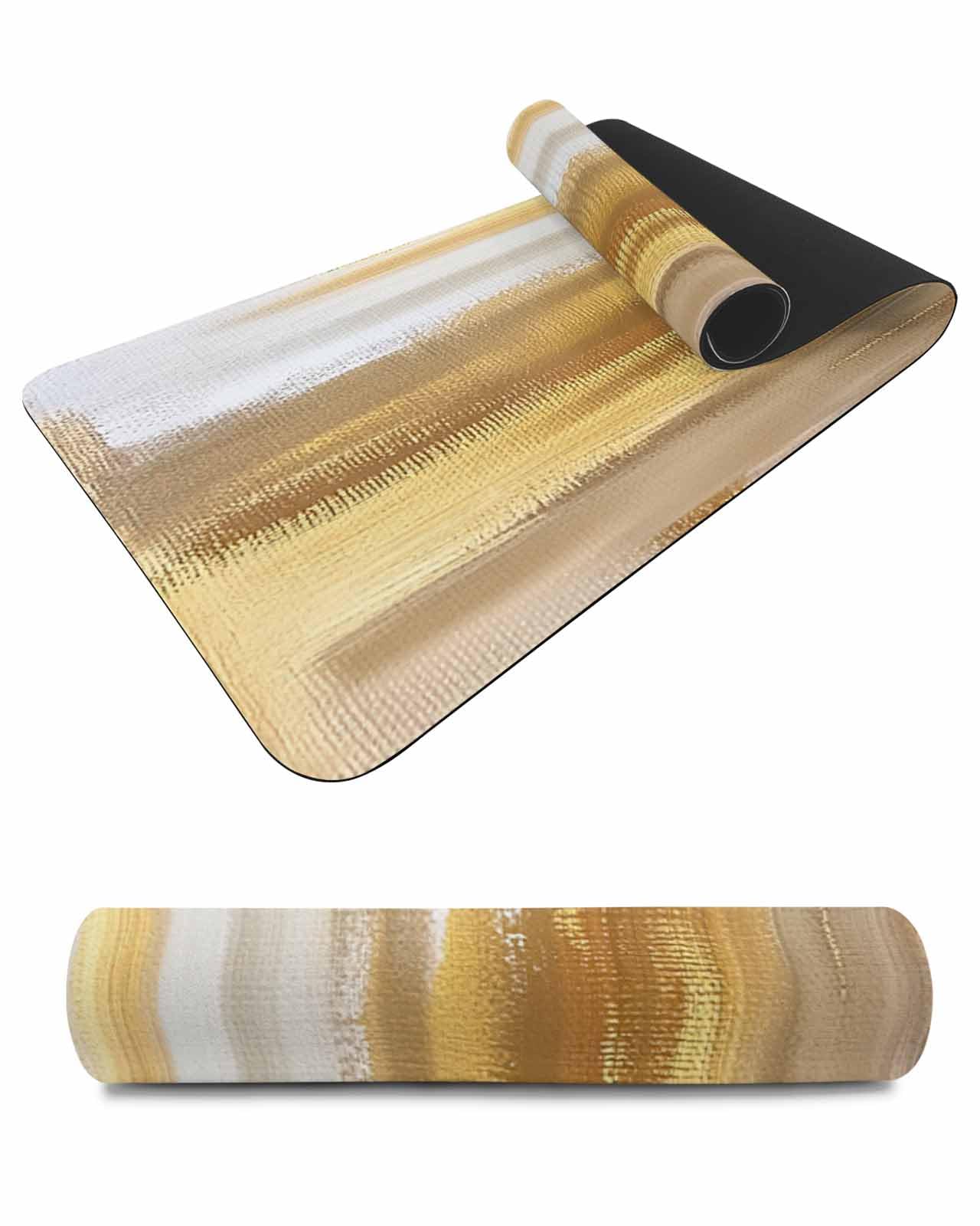 Debedcor Heat Proof Table Pads Waterproof Decorative, Yellow Grey Oil Painting Non-Slip Table Countertop Protector, Abstract Art Geometric Insulation Mat for Kitchen Room, 40 x 12 Inches