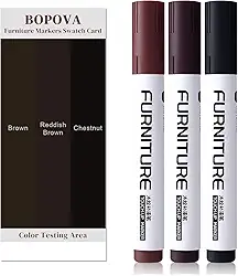 BOPOVA Marcadores de móveis, kit de reparo de arranhões, marcadores de madeira de 3 cores para arranhões, manchas, pisos, mesas, armários, colunas de cama (marrom, marrom avermelhado, castanho)