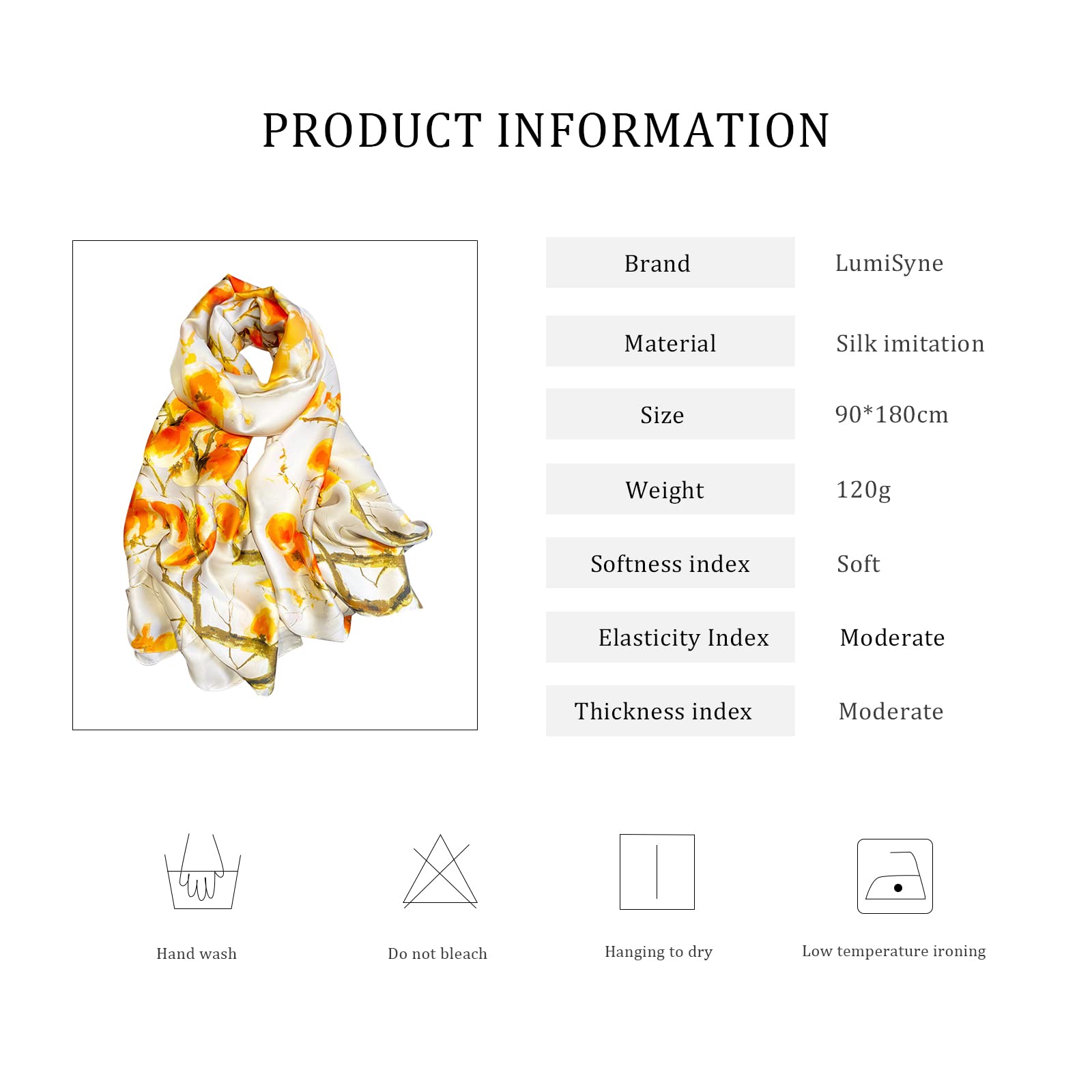 szal, Jedwabny szal, jedwabny szalik damski kwiatowy nadruk w liście moda elegancki styl długi miękki ciepły Wrap przeciwsłoneczny cały sezon