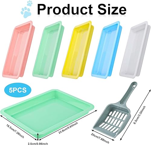 Miniatura 2 de 5 cajas de arena para gatitos, 9.65 x 7.28 x 0.98 pulgadas, caja de arena pequeña para gatos con espátula de arena poco profunda, bandeja de basura