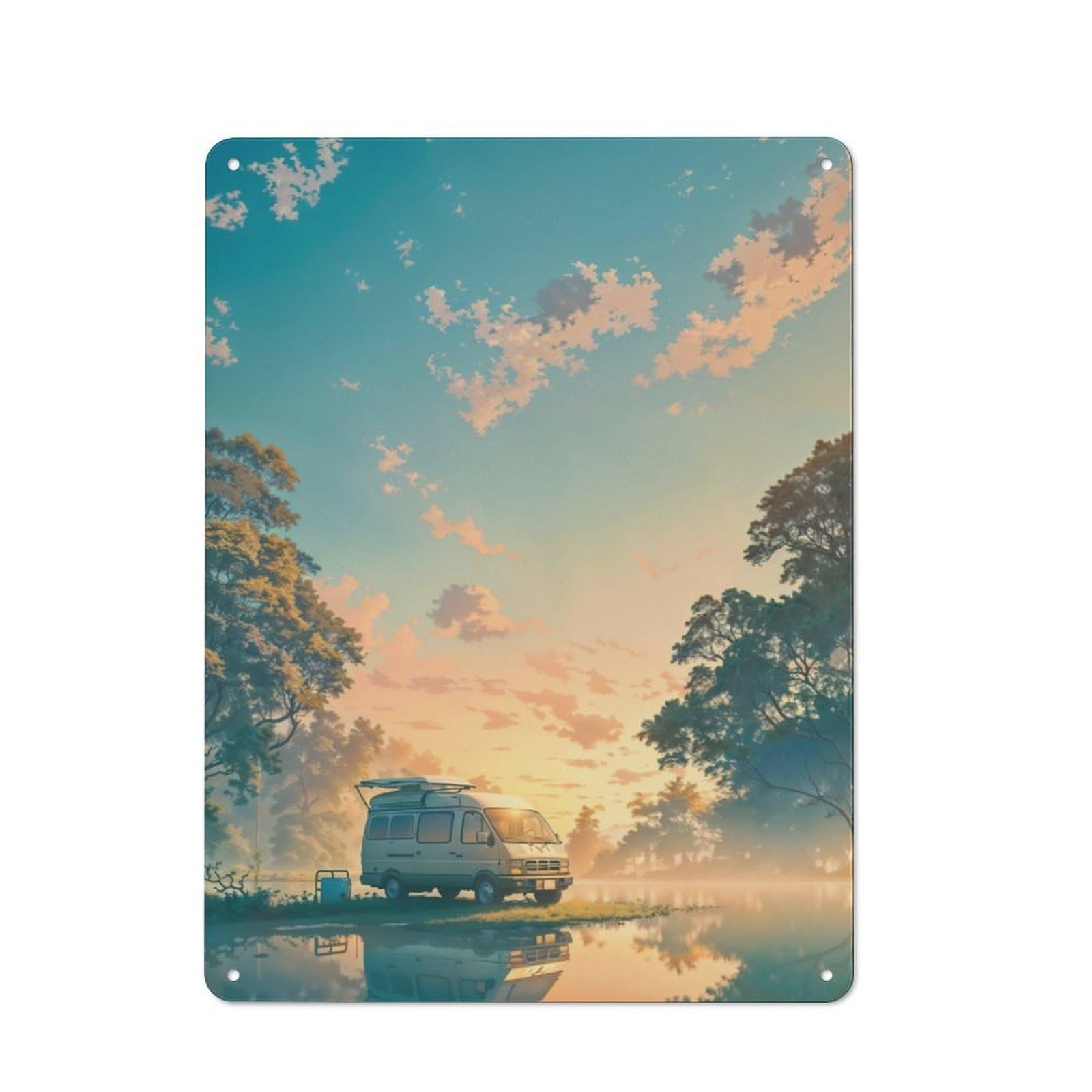 Junmoney Lakeside Van Vintage Metal Plaque 40X30cm Featuring For Pub Or Café, Suited To Café Interior Fans