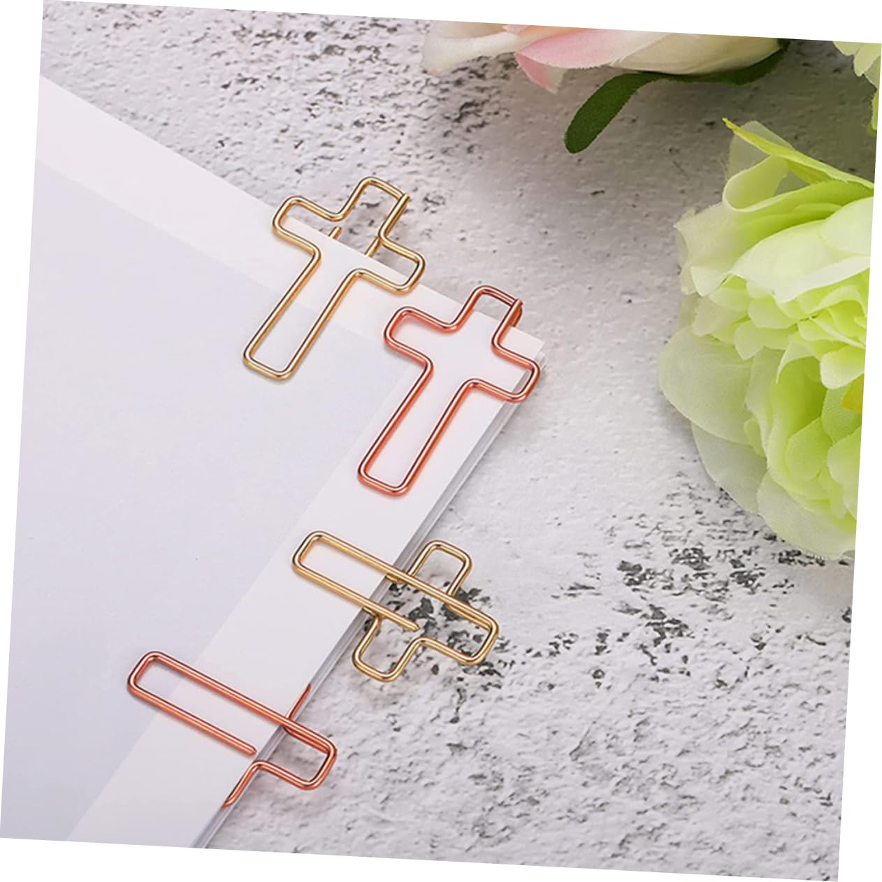 10 Pezzi Fermaglio a Croce Graziose Graffette Leganti Graffetta Clip Cancelleria Graffette Piccole Fermagli Piccoli Graffetta Per Fogli Carta Piccole Clip Metallo Rose Gold