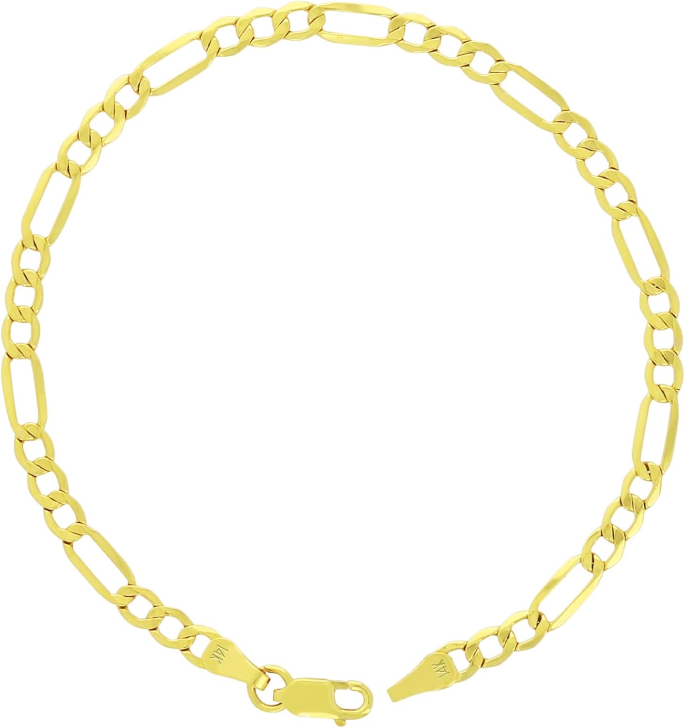 Nuragold 14k Real Yellow Gold Figaro Link 4.5mm Chain Bracelet (7"-9") Italian Jewelry for Men & Women - Image 2