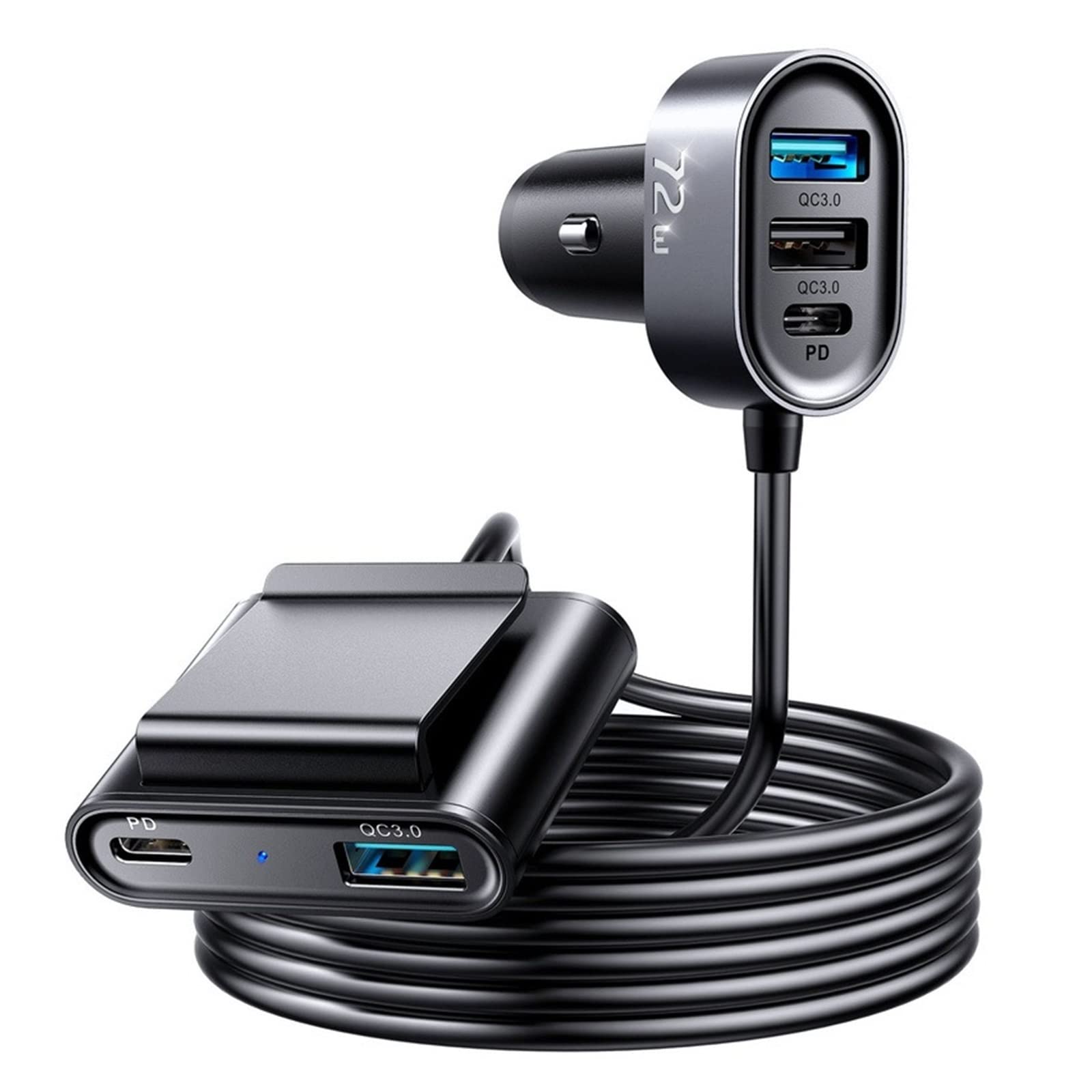 Cargador de Coche USB 72W Carga súper rápida PD QC 4.0 PPS 25W Tipo C Adaptador Cargador múltiples Puertos for teléfono Diseño portátil