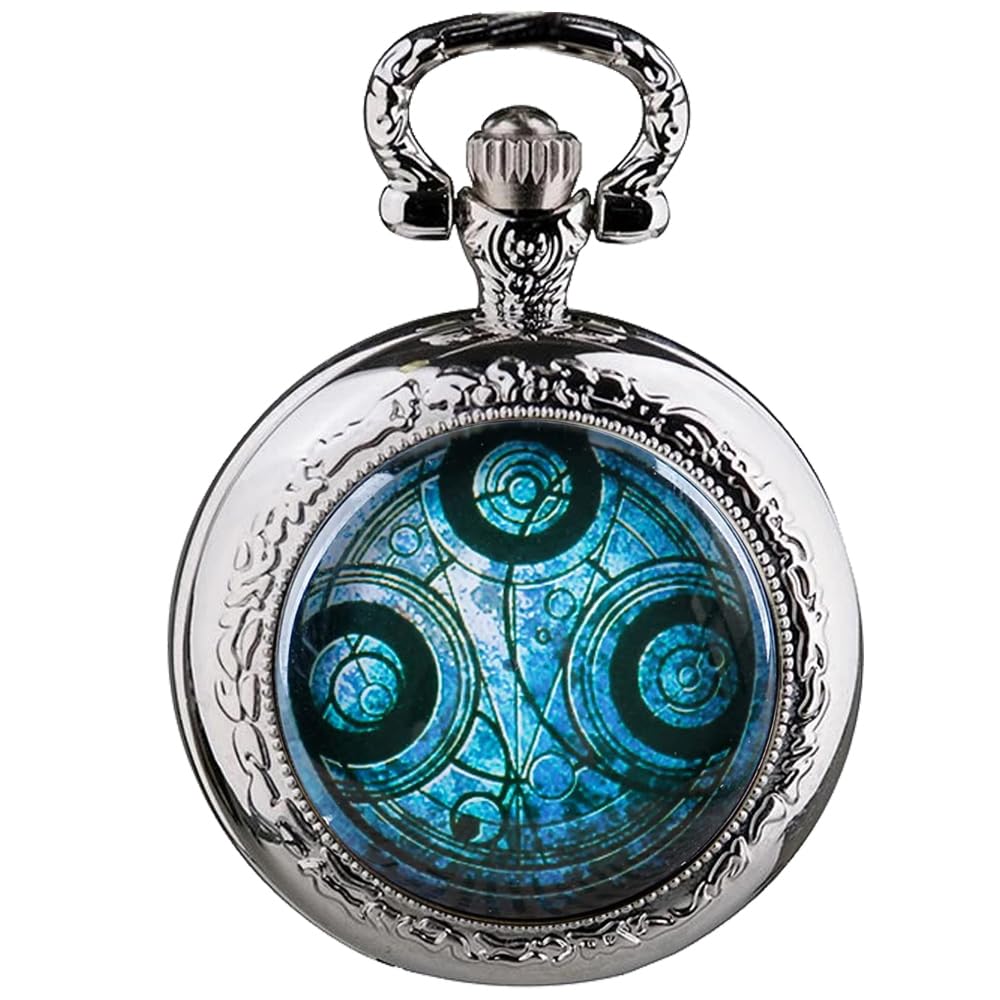 Tiong Nostalgia Retro Blue Quartz Pocket Watch Birthdays Christmas Gifts