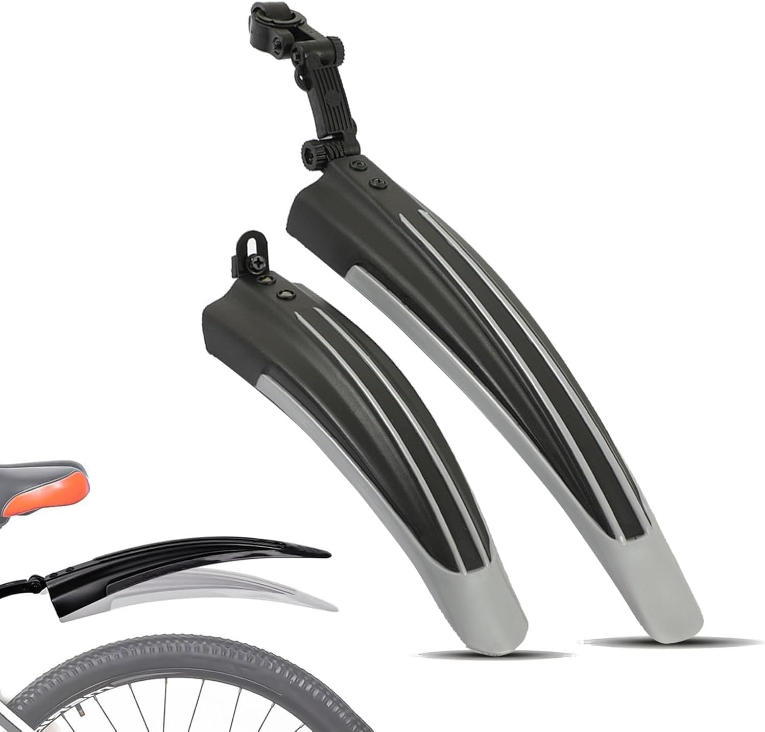 RQLCS Bike Mudguard Set for Merida Ninety Six 2021, Front and Rear Bicycle Fenders Mud Guard Adjustable Bike Mudflap Mountain Road Bike,C-Black-Grey