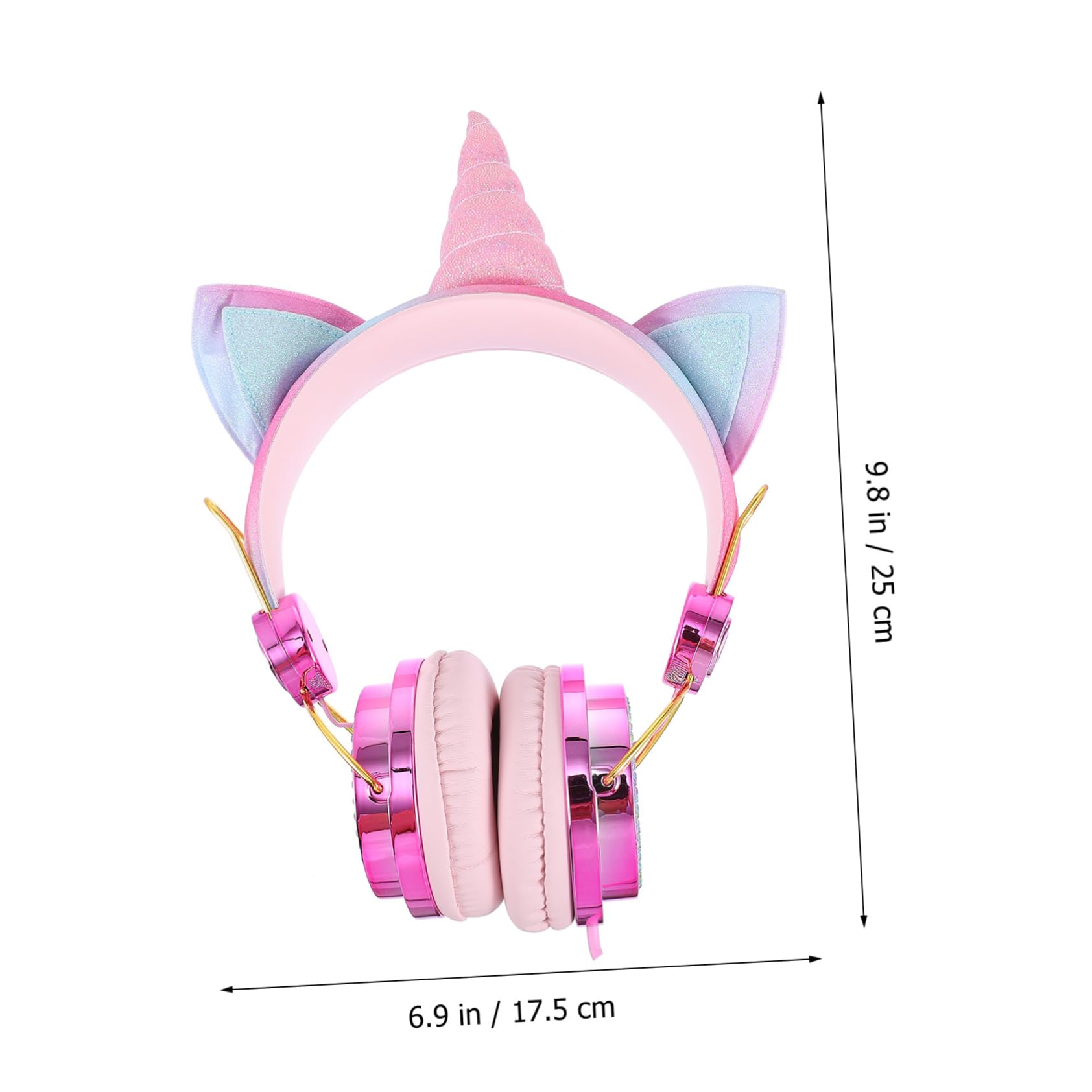 Gadpiparty Cuffie Over Ear Corno Unicorno e Orecchie da Gatto, Cavo 1,2m, Jack 3,5mm, Controllo Volume per Computer e Tablet