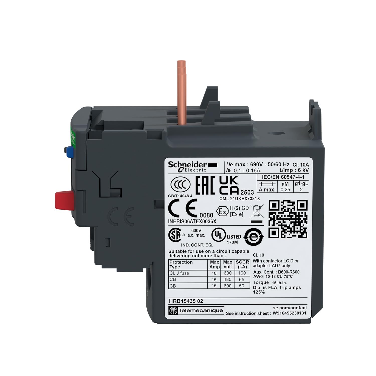 Schneider Electric LRD06 Tesys D Relés de Protección Térmica, 1.1,6 A, Clase 10A