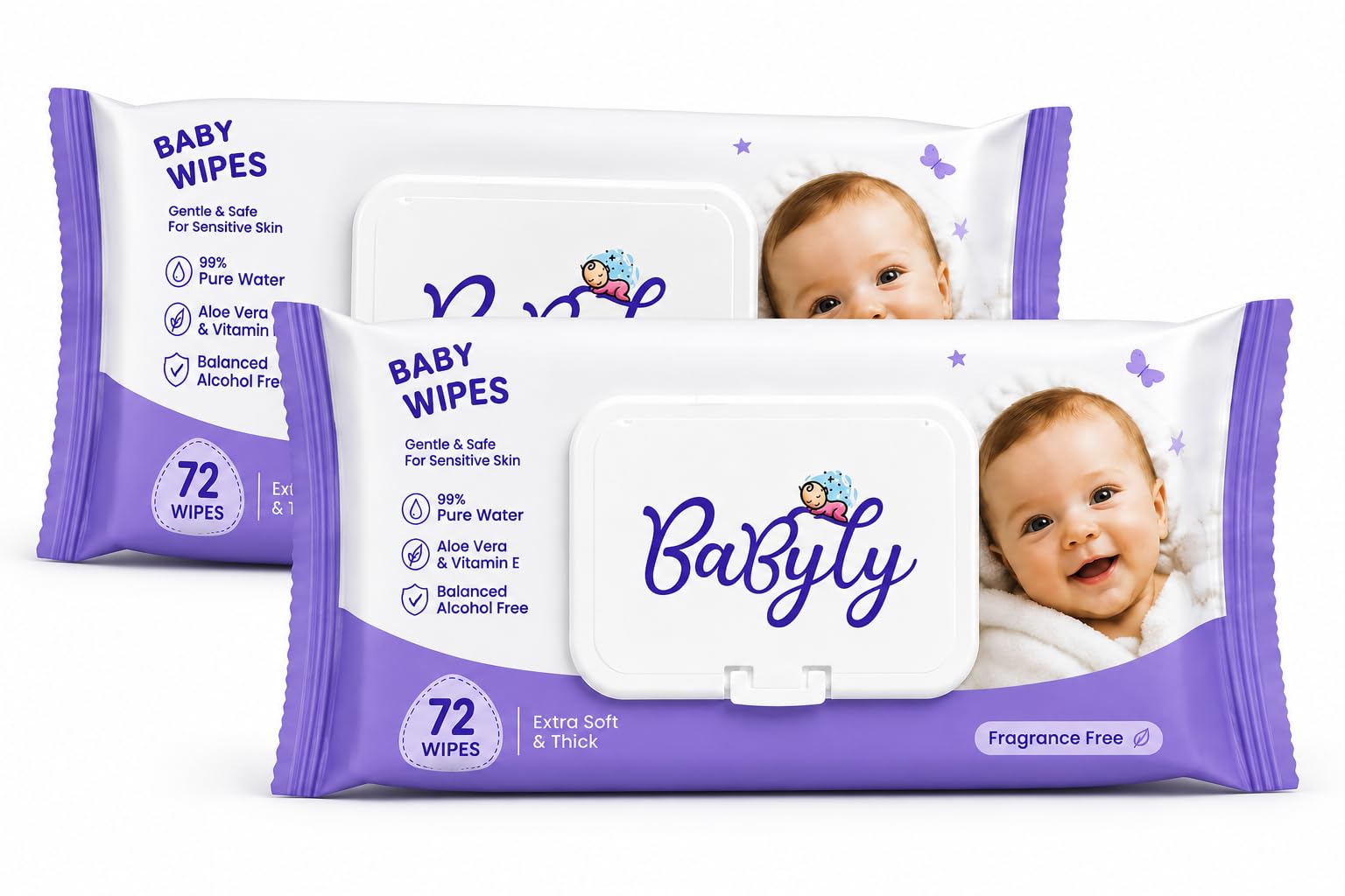 Babyly Natural Care Water Baby Wipes |Aloe Vera, Vitamin E Enriched |Paraben Free, Fragrance Free, pH Balanced, Dermatologically Safe, Baby Wipes Combo | Pack Lid | 72 pcs (pack of 2)-image-28