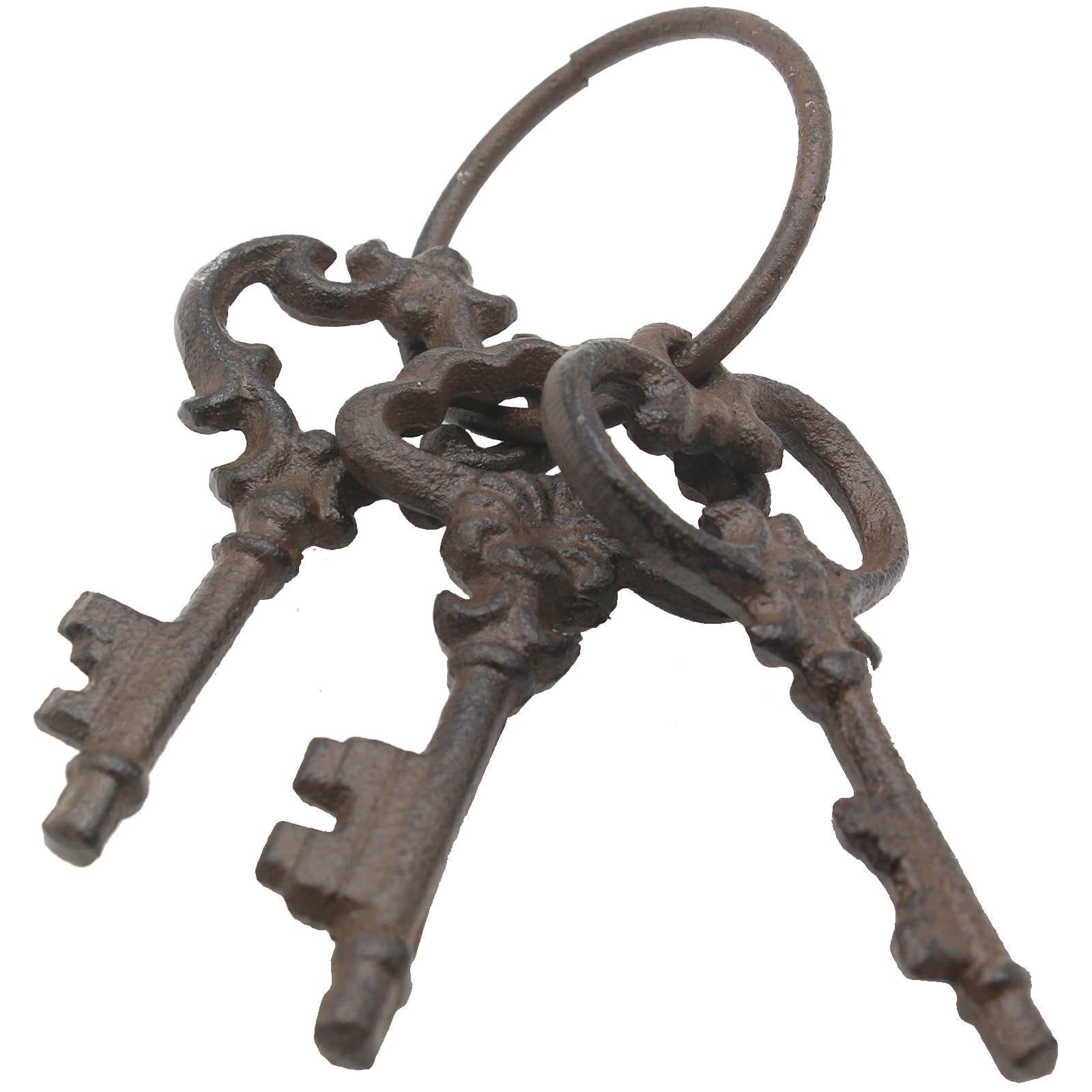 Hananona Vintage Cast Iron Skeleton Key Ring Antique Style Pirate Treasure Chest Keys Set For Farmhouse Decor, Halloween Home Decor Prop (Style-3)