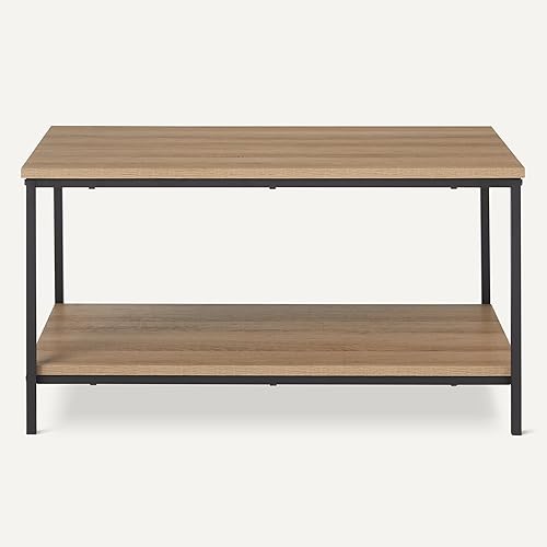 Miniatura 5 de Tienda Basics Mesa auxiliar rectangular con estante inferior, mesa central para sala de estar, de madera, 19.9 pulgadas de profundidad x 31.5