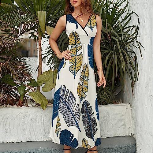Robe longue d'été sans manches femme robe maxi col V de plage - 2