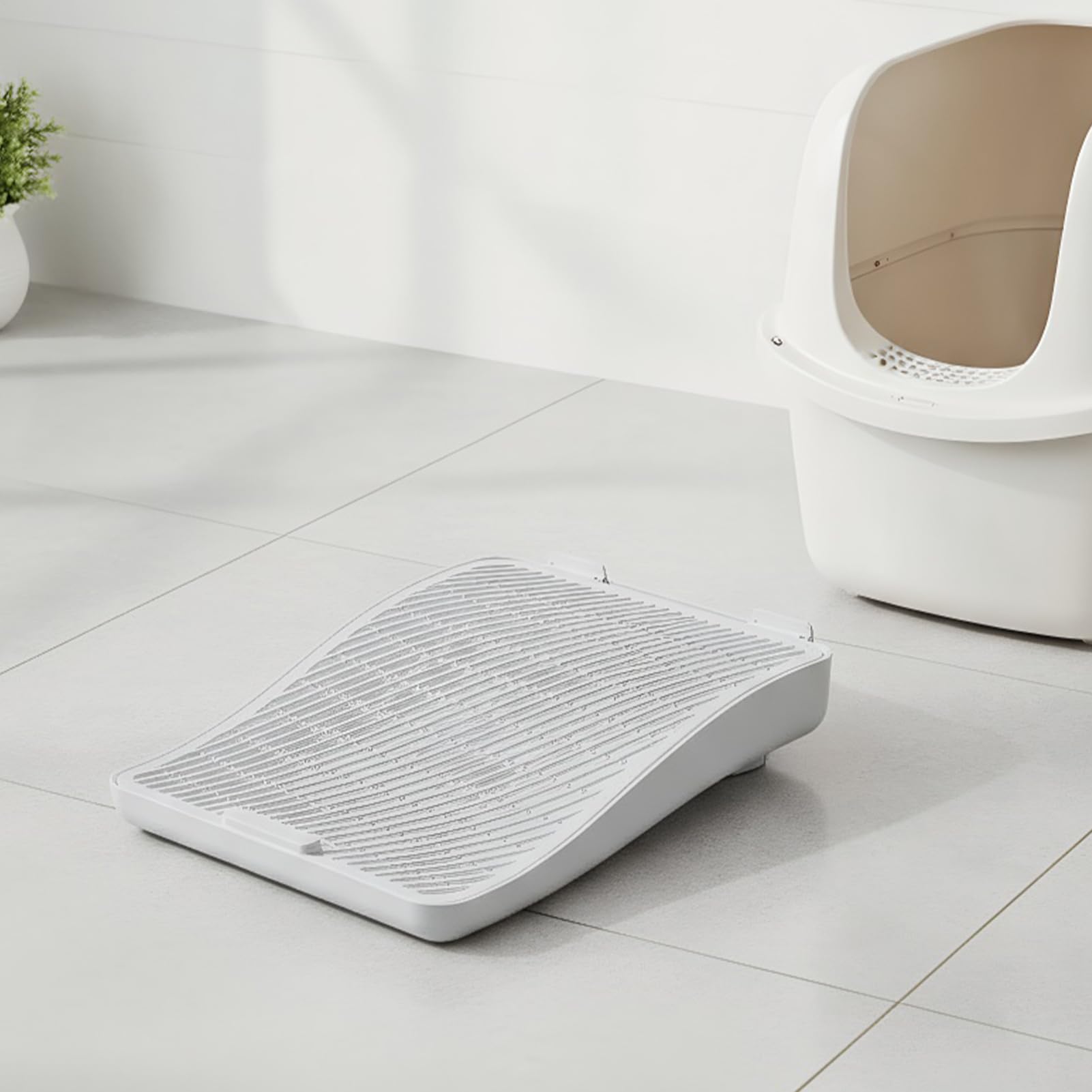 Rampa per lettiera per gatti, gradino regolabile in altezza, funzione di | cattura con design compatto, accessorio professionale per animali domestici per balcone, terrazza, attrezzatura moderna con