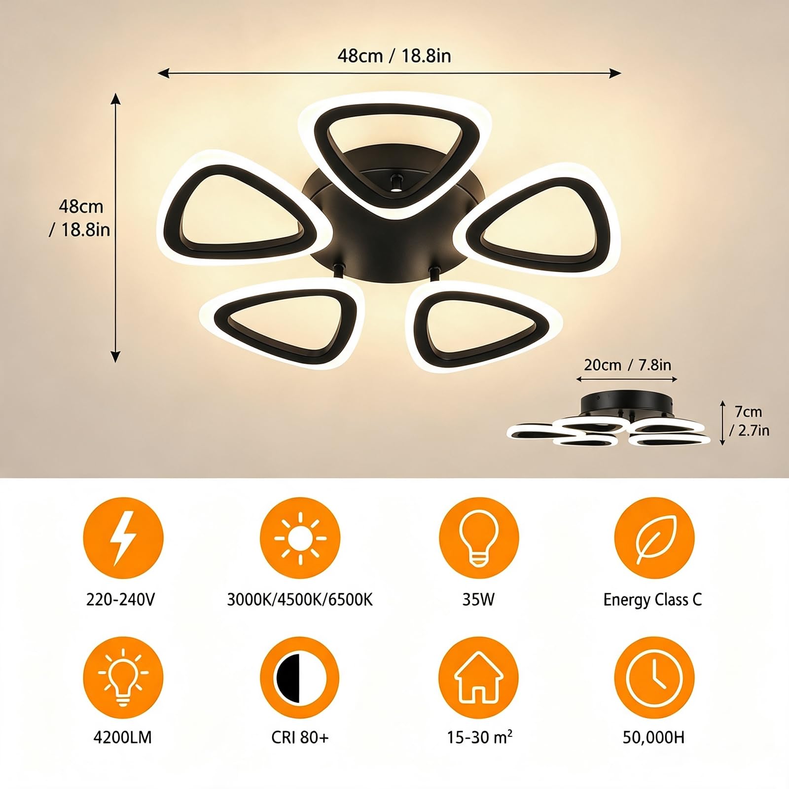 Plafonnier LED 3000K/4500K/6500K Lampe LED 4802143
