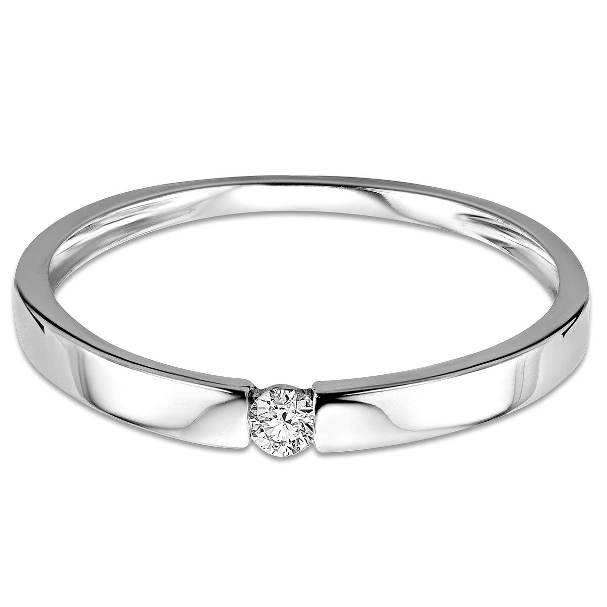 MIORE Ring Damen 0.05 Ct Solitär Diamant Verlobungsring aus Weißgold/Gelbgold 9 Karat / 375 Gold, Schmuck