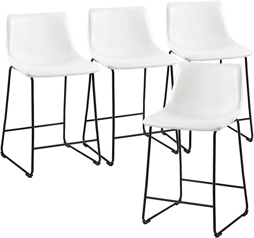 Miniatura 8 de PUKAMI Juego de 4 taburetes de bar de 26 pulgadas, taburetes de bar de altura de mostrador, taburete de bar de cuero sintético, sillas de comedor