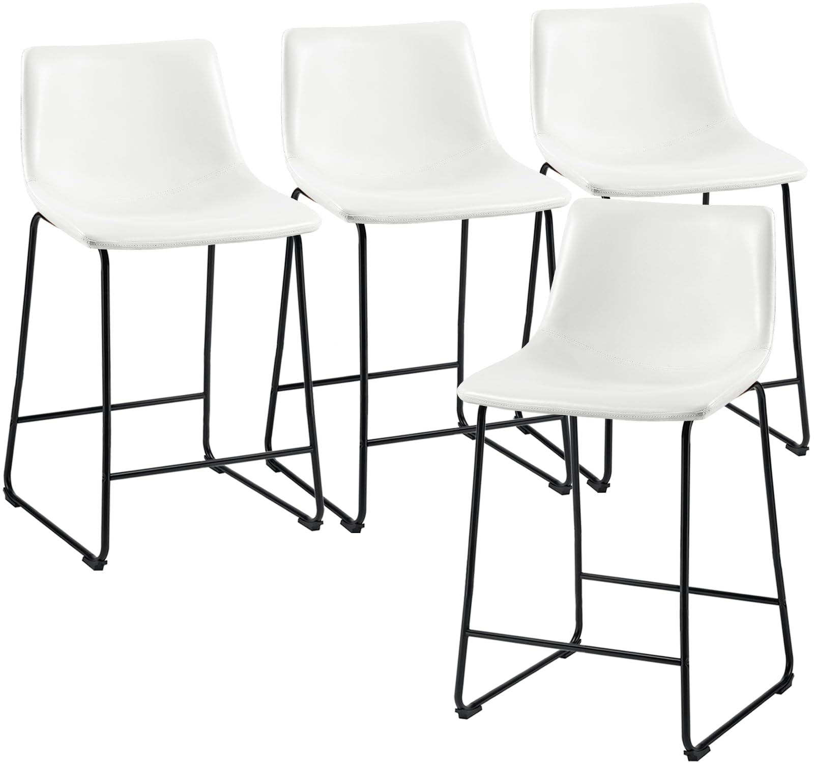 PUKAMI Counter Height Bar Stools Set of 4,26 inch Barstools with Back,Faux Leather Counter Stools for Kitchen Island,Modern Bar Chairs with Metal Legs