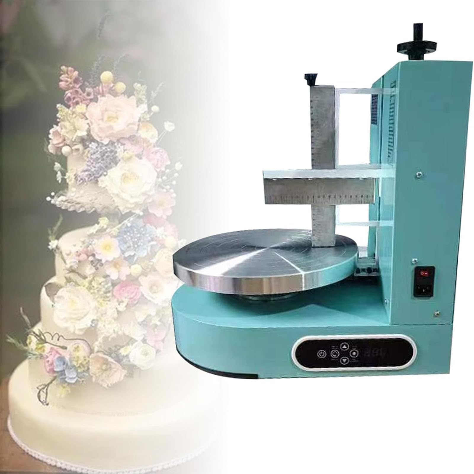 Machine à tartiner électrique – Lisseur de glaçage en acier inoxydable avec plateau tournant à vitesse réglable pour décoration de gâteaux professionnelle, convient pour les gâteaux de 10 à 30,5 cm