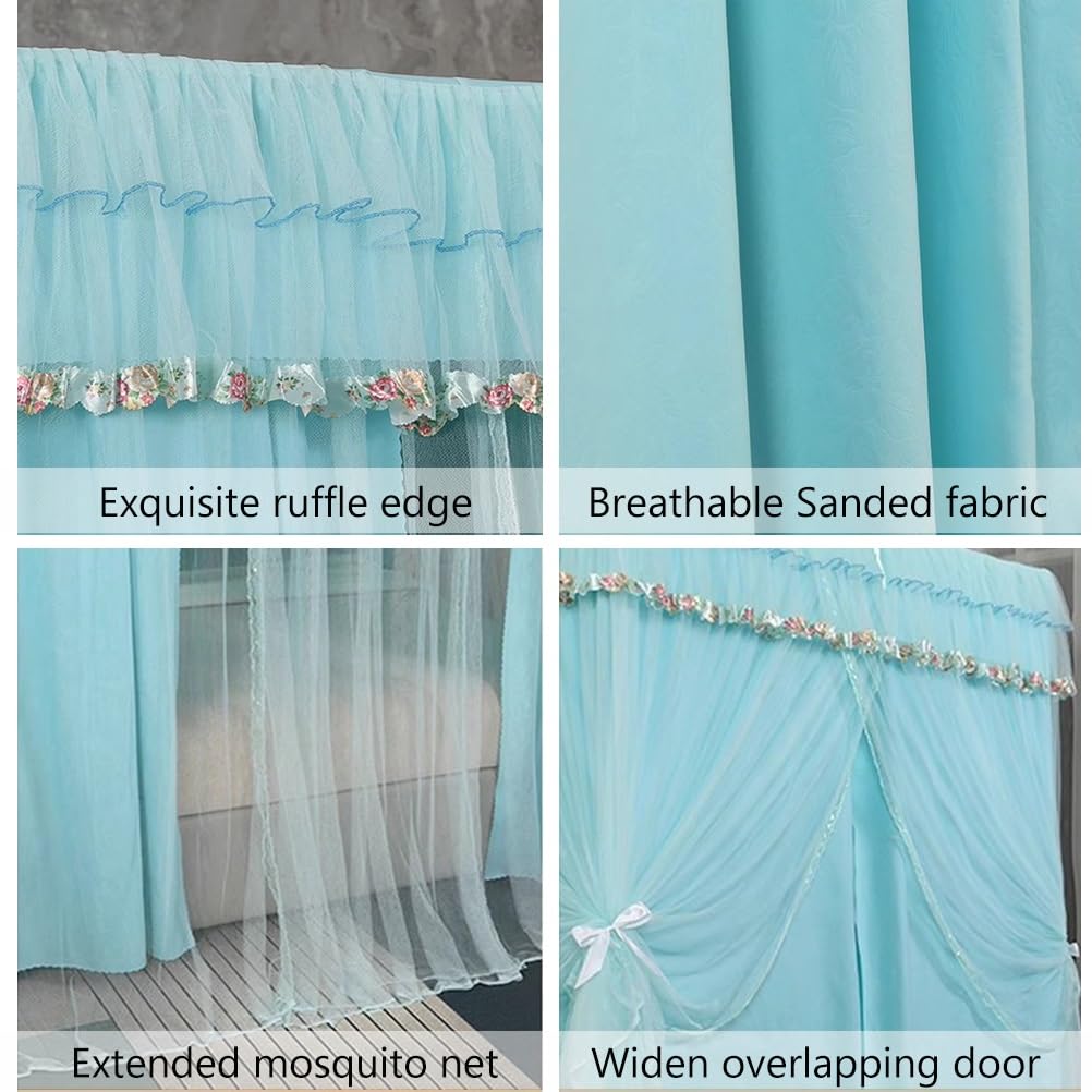 Doseles para Cama Mosquitera con Dosel para Cama Doble Azul, Juego para Cama Doble Queen King, decoración de Dormitorio para Primavera, Verano, Otoño e Invierno (Size : 150X200X195CM)
