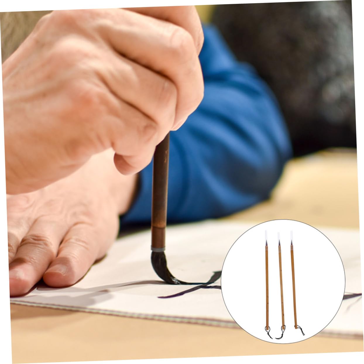 HOMSFOU 5 Set Pennello Da Scrittura Minuscolo Inchiostro Pennello Per Calligrafia Cinese Tradizionale Penne Calligrafiche Per Principianti Penna Calligrafia Palo Di Bambù 4 Pezzi*5